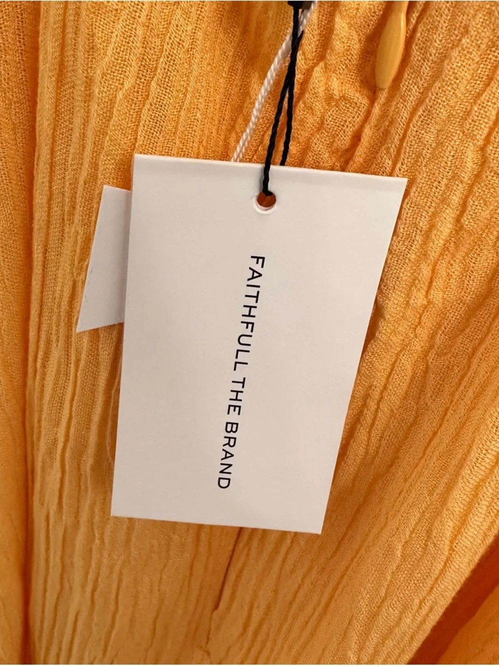 Faithfull the Brand Linen Gauze Mini Dress Yellow Open Back Resort Size 8 NWT - Picture 7 of 10